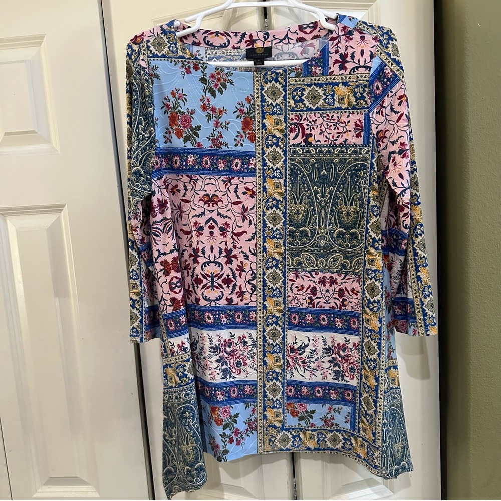 JM Collection Multicolor Patterned Tunic Top, SZ M